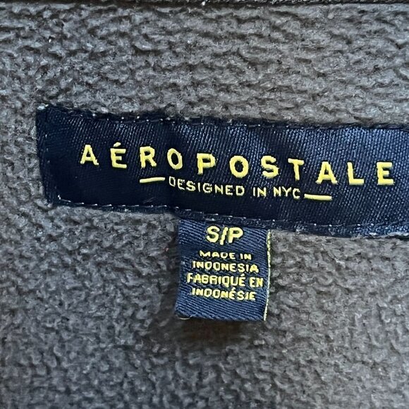 Aeropostale mens A87 gray zip sweater blue stripe size SP - Picture 3 of 9